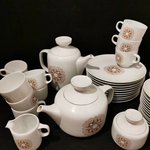 Hutschenreuther Rendezvous 10 Personen braun Kaffeeservice 70er Jahre Retrodesign Kaffeekanne Teekanne Teller Kuchenteller Service Porzellan bild 7