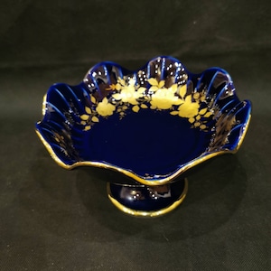 Wunsiedel Konfektschale Art Deco Echt Kobalt 24 Karat Gold