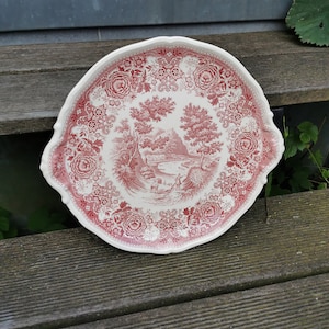 Burgenland Villeroy und Boch Vintage England shabby V&B Burgenland rot Kuchenplatte Platte