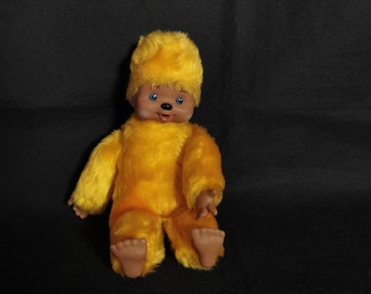 Vintage Monchhichi Figur Plüsch 70er Jahre gelb Plüscht