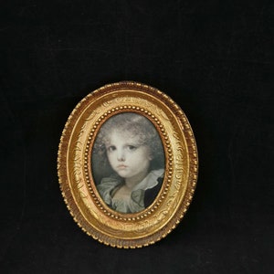 Beautiful picture frame picture vintage wooden antique picture on textile