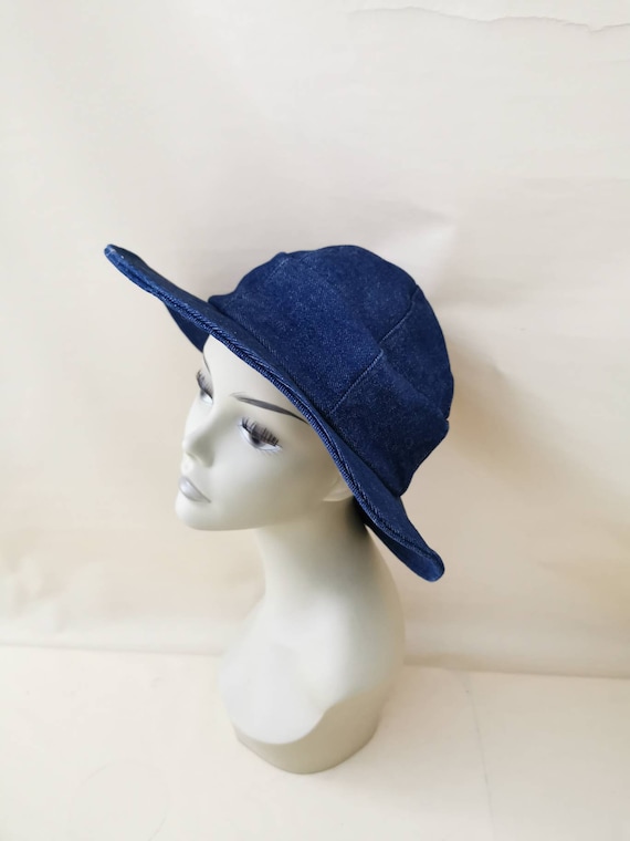 Vintage women's hat hat denim hat - image 1