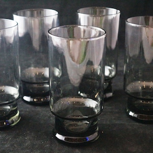 Glasses 50s set of 5 smoked glass juice glasses