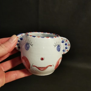 hand-thrown ceramic cup mug ceramic mug vintage pot coffee pot friendly face