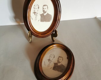 2 Bilderrahmen im Antik Stil oval Kunststoff Vintage süß 13cm x 9,5cm Fotorahmen