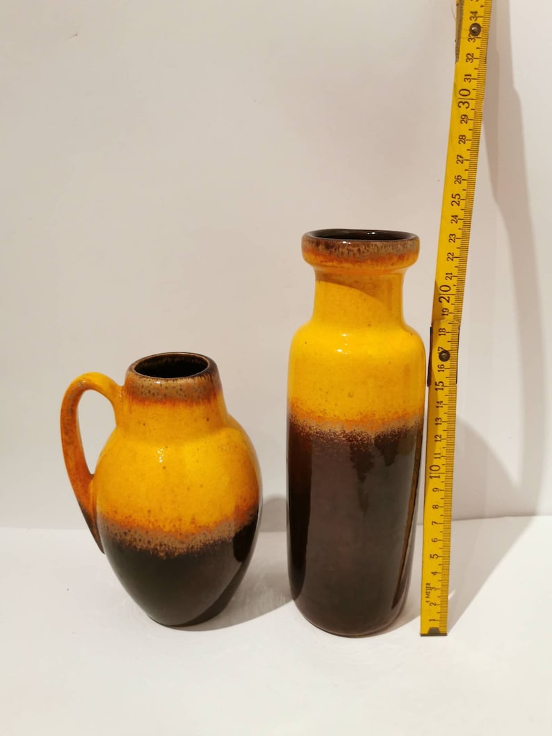 2 wunderschöne 70er Jahre Vase orange braun Pop Art Set von zwei Vasen Vintage Kollektion Rothko Deutschland 1970er Bild 10