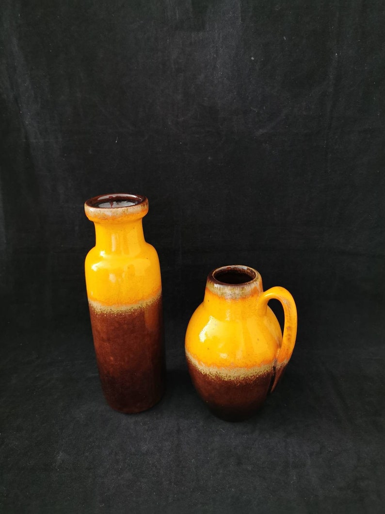 2 wunderschöne 70er Jahre Vase orange braun Pop Art Set von zwei Vasen Vintage Kollektion Rothko Deutschland 1970er Bild 3