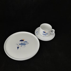 Friesland porcelain coffee set Life 1 form 5132 weekend sun umbrella clouds plate cup saucer 3 pieces