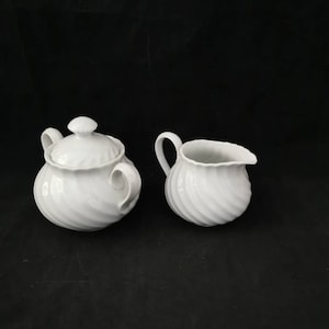 Sugar bowl milk jug 70s Ingres white porcelain