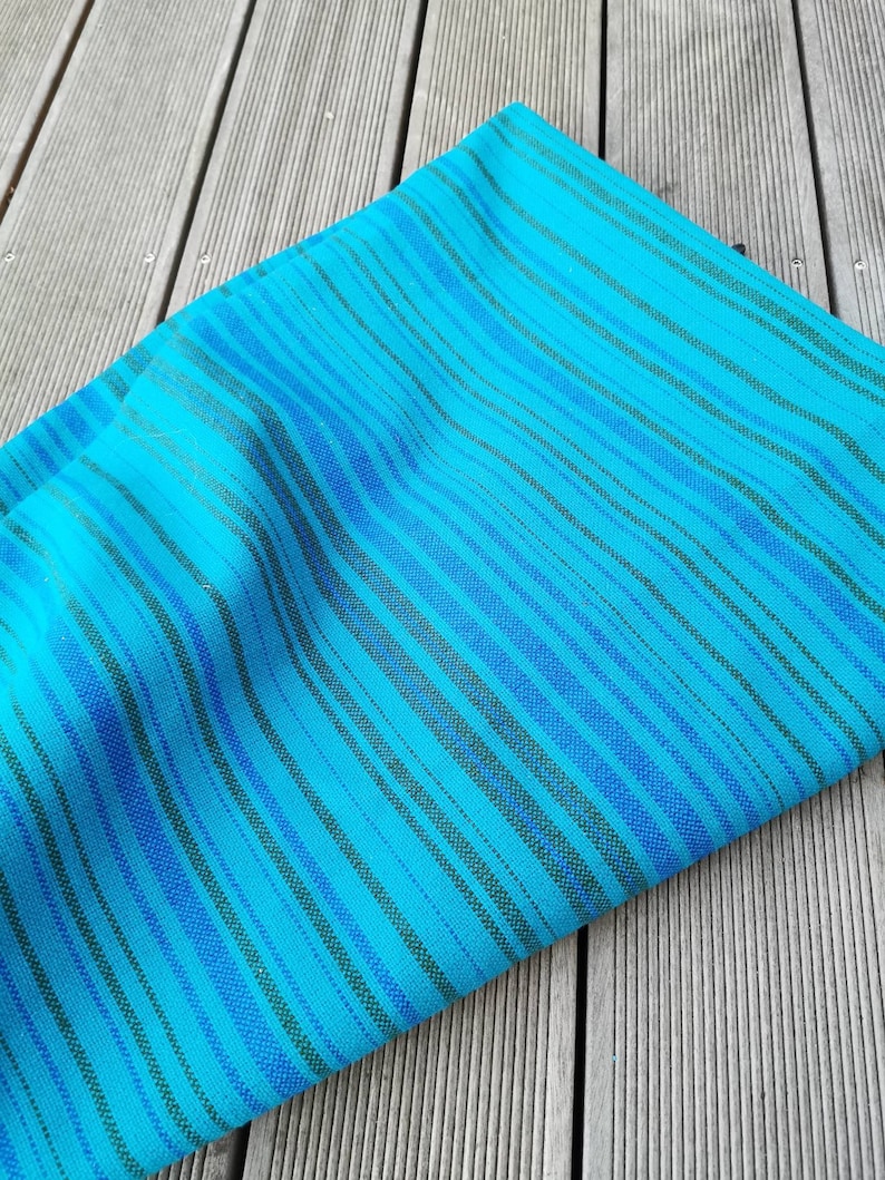 Old fabric residue fabric 70s vintage stripe petrol 140cm x 135cm