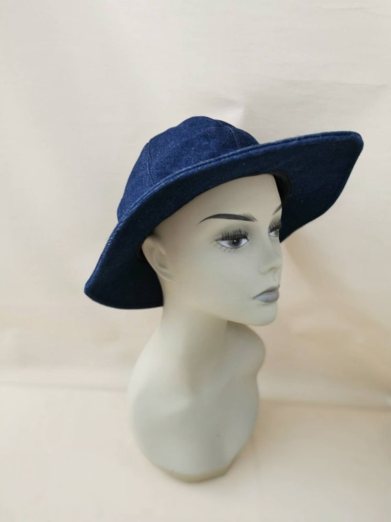 Vintage women's hat hat denim hat - image 5