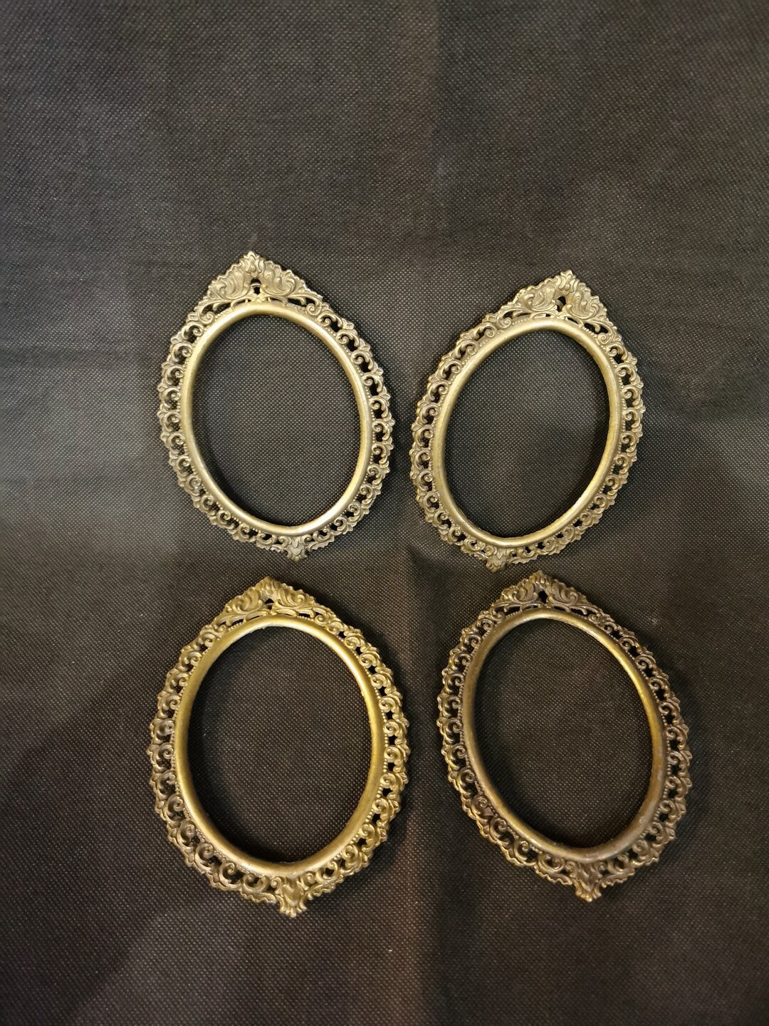Decorated Vintage Picture Frames Set of 4 Italy Brass Photo Frames ...
