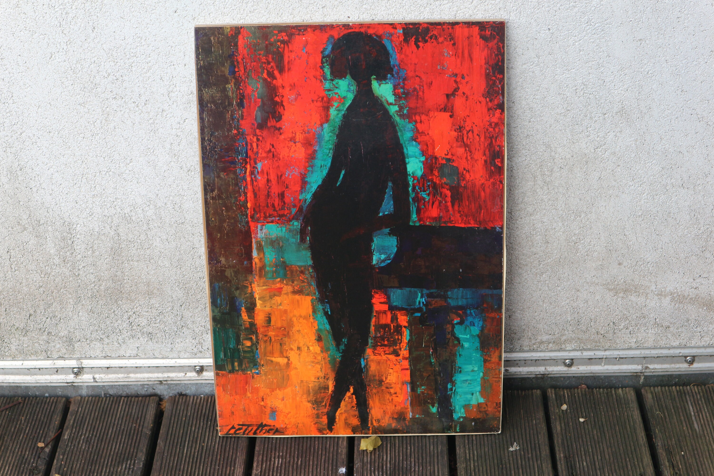 Vintage Print On Pressboard Wolf Reuther The Lady On Piano 62 Cm X 42 Cm