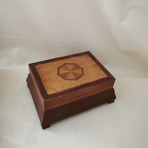 Beautiful teak wood jewelry box jewelry box box ancient great vintage sewing box with inlays sewing box shabby filled