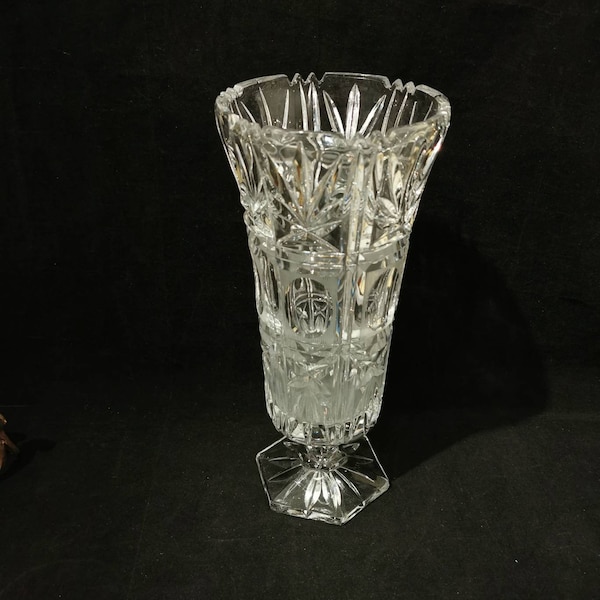 Vintage 70s glass crystal vase flower vase glass vase 29 cm shabby