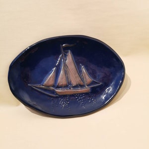 Studio Ceramic Wall Plate Sailing Ship Wall Plate Breege Gerd Flemming Rügen