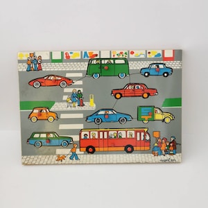 Simplex Toys - Rompecabezas de madera vintage de vehículos de los años 70