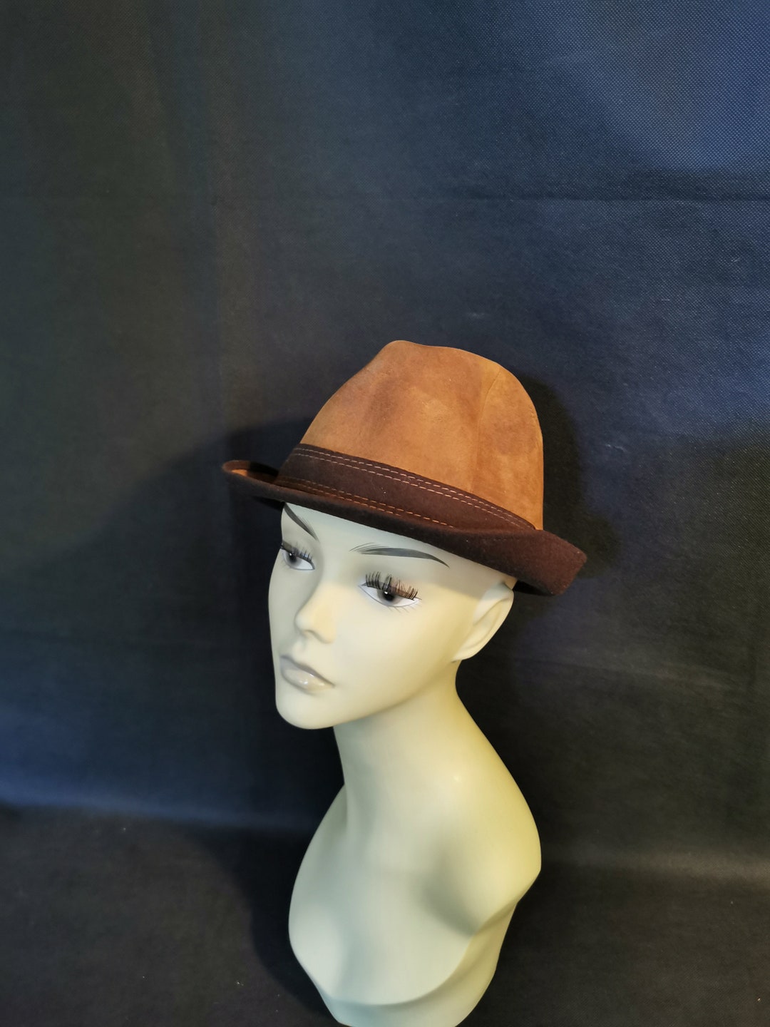 Vintage Men's Hat Leather Hat Traditional Hat Hat 55 Etsy