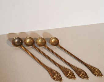 Solid brass spoon long handled spoon vintage 15 cm