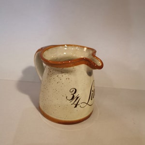 Vintage milk jug pot ceramic shabby 3/4 liter handle jug vase flower vase liter measure