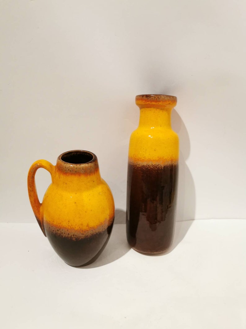2 wunderschöne 70er Jahre Vase orange braun Pop Art Set von zwei Vasen Vintage Kollektion Rothko Deutschland 1970er Bild 9
