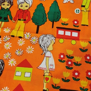 Children's Duvet Cover 100% Cotton Bedding with Pillow for Children Original 70s 80s Bedding Retro Orange