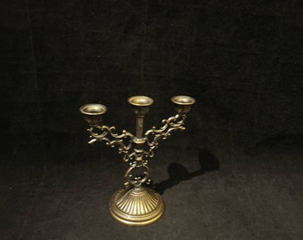 Mini Menora 3-armiger Kerzenständer  Kerzenhalter Kandelaber Leuchter Messing 13cm hoch