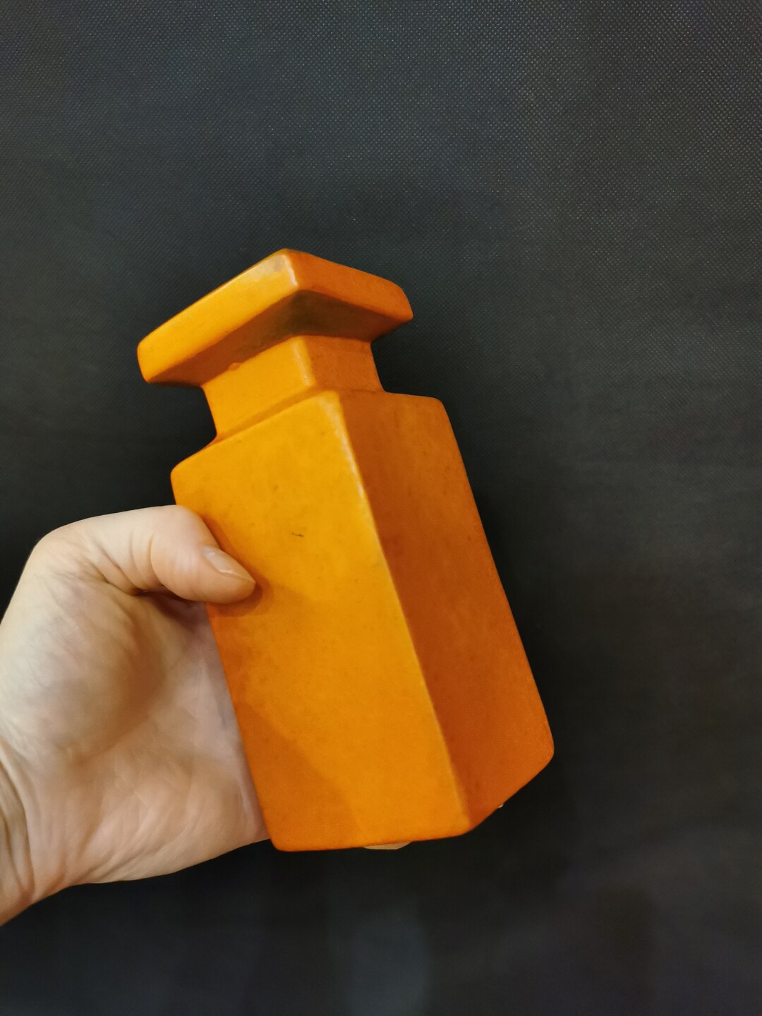 Exceptional Rare Vintage Vase Ceramic 60s Orange Table Vase Flower Vase