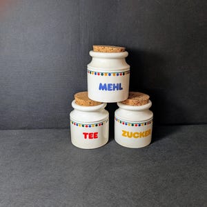 Vintage storage jars 3x Schramberg ceramic lidded jar