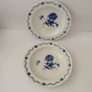 2 pieces Alt Fürstenberg soup plate &quot;Lottine&quot; cobalt blue flower plate