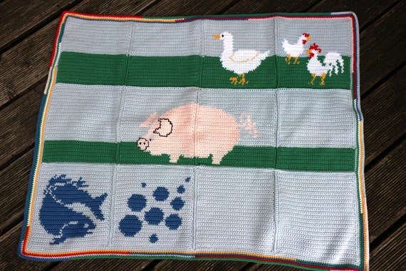 Crab blanket handmade 100% cotton crochet blanket
