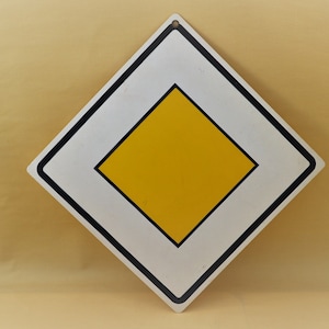 Vintage sign priority road street sign traffic sign 70s
