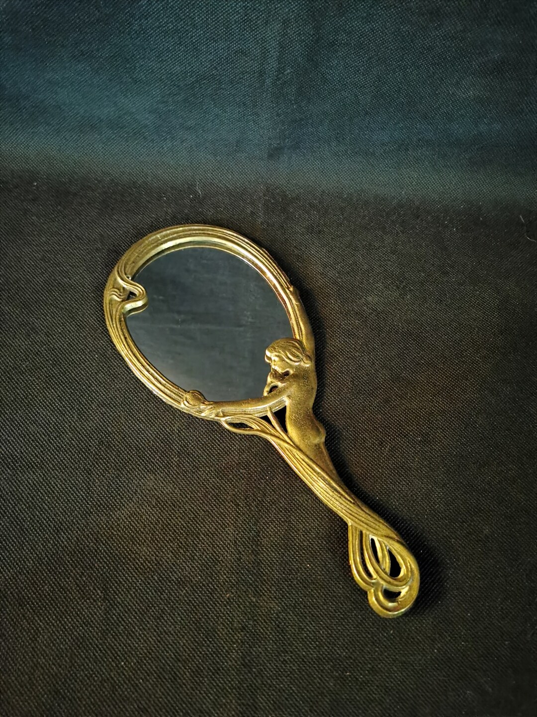 Beautiful Small Hand Mirror Brass Mirror in the Baroque Art Etsy