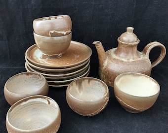 Pottery hand-made service art ceramics Siegfried & Juscha Schneider-Döring tea service coffee cups jug cups handmade