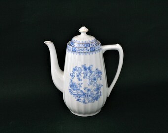 Grande Cafetière Verseuse Art Déco Bleu De Chine Vintage