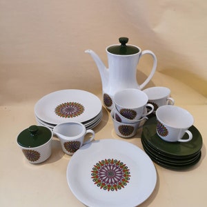 beautiful coffee service 70s Seltmann Weiden 6 people retro cups plates saucers