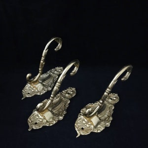 3x Coat Hooks Vintage 60s Hooks Wardrobe Solid Brass