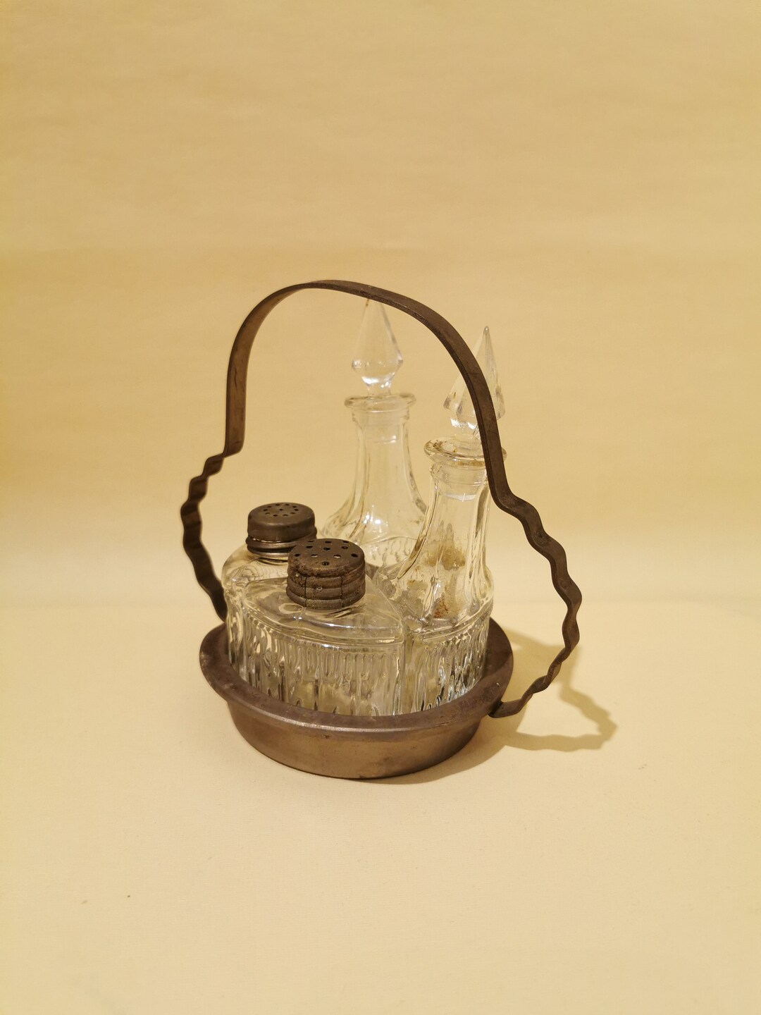 Vintage Salt and Pepper Shaker Set With Glass Inserts Rare Flower Vase Shabby Chic Art Deco