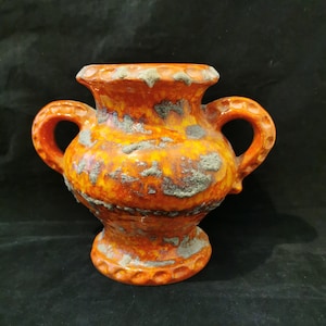 Fat Lava ceramic vase vintage 70s Carstens Tönnieshof design vase red 21 cm orange
