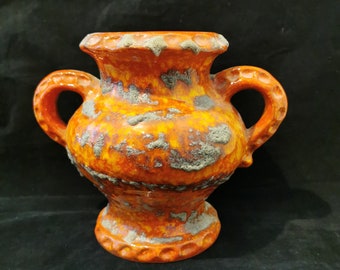 Fat Lava Keramik Vase Vintage 70er Carstens Tönnieshof Design Vase rot 21cm orange