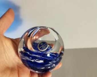 Vintage Schreibtisch Briefbeschwerer Glas Kristall Paperweight Böhmen Bubble Öllampe