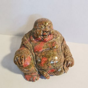 smiling carving figure Buddha figure relief sculpture Asia Unakite Epidote stone esotherism