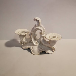Himmlischer Kerzenleuchter uralt Design Porzellan Kerzenhalter elfenbein Art Deco Vintage Neutettau Elfenbein
