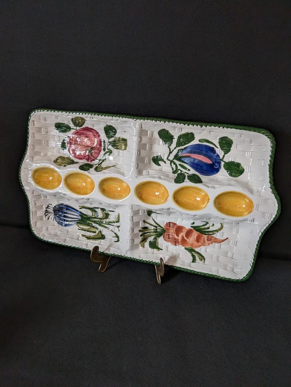 Italienische XL Eierplatte Eierteller 70er Jahre Vintage Keramik