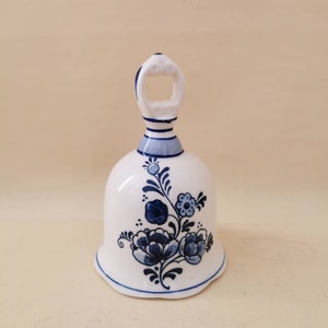 Small ceramic bell vintage bell Delftware porcelain handpainted table bell table bell 11 cm