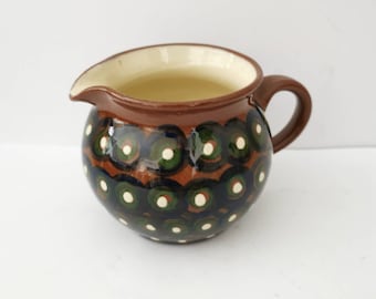 Ceramic pot small jug milk jug milk pitcher jug vintage kitchen peacock eye