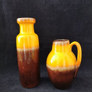 2 wunderschöne 70er Jahre Vase orange braun Pop Art Set von zwei Vasen Vintage Kollektion Rothko Deutschland 1970er Bild 8