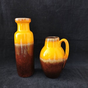 2 wunderschöne 70er Jahre Vase orange braun Pop Art Set von zwei Vasen Vintage Kollektion Rothko Deutschland 1970er Bild 6