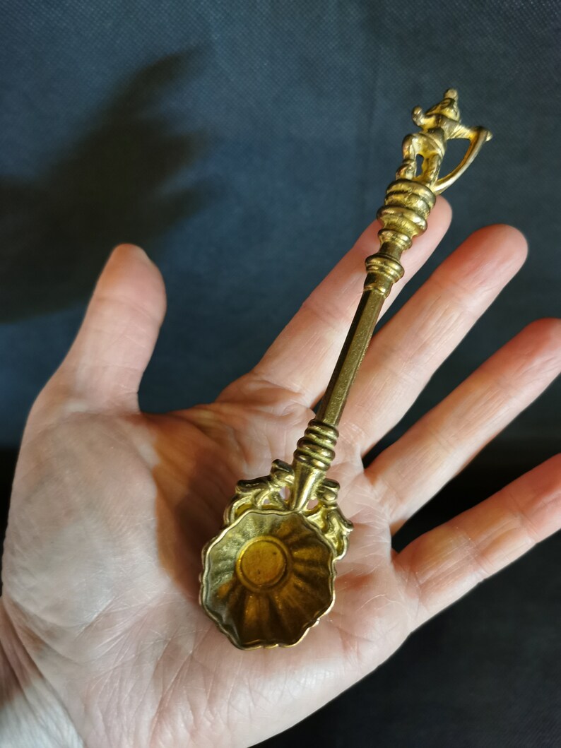Solid Brass Incense Spoon, Lord Krishna Peacock Design, Baroque ...