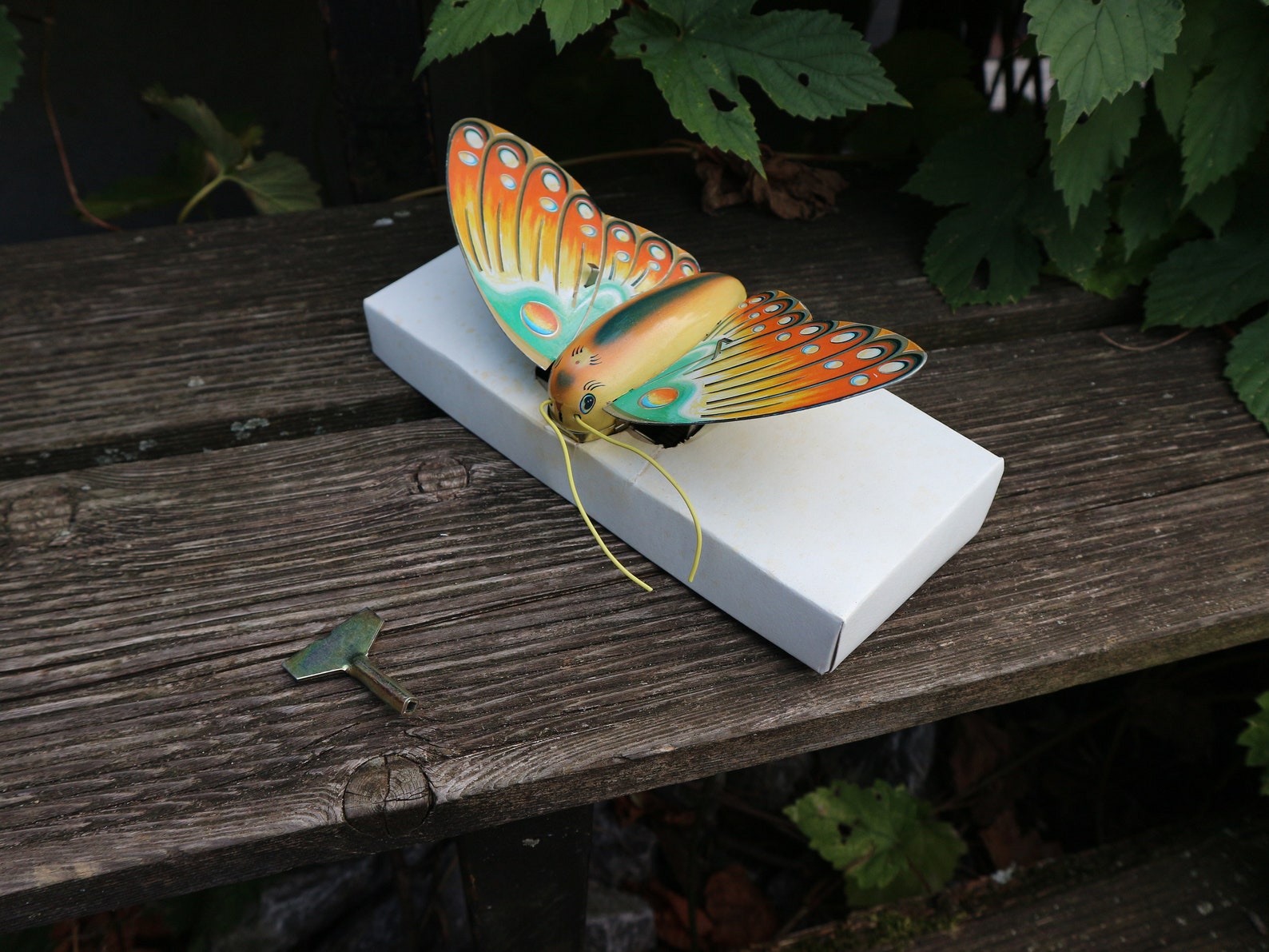 Butterfly Butterfly Tin Toy Toy 70s Windup Tin Toy Turns Over Etsy